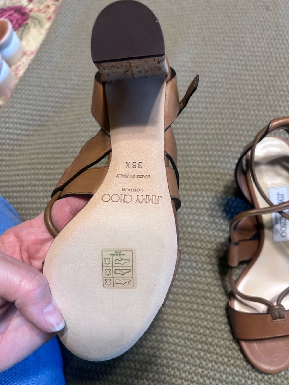 Jimmy Choo Tan Brown Leather Strappy Sandals - Women's